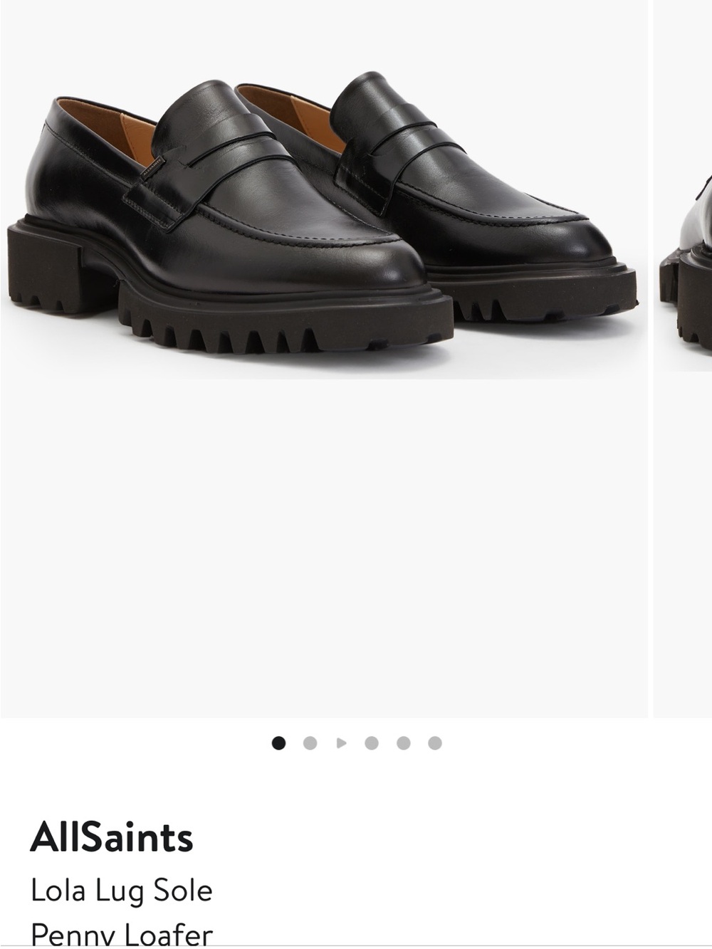 AllSaints Black Lola Lug Sole Penny Loafers
